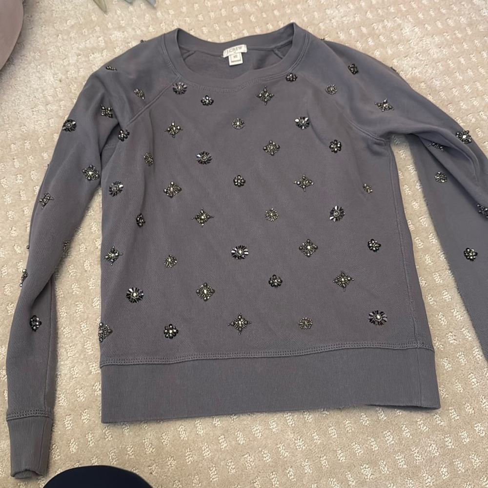 J. Crew gray embellished sweater